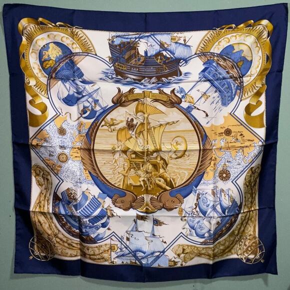 Hermes Carré 90 Au Dela Des Cinq Mers Scarf Boxed NWT - Picture 16 of 16